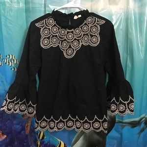 Embroidered Eyelet Blouse